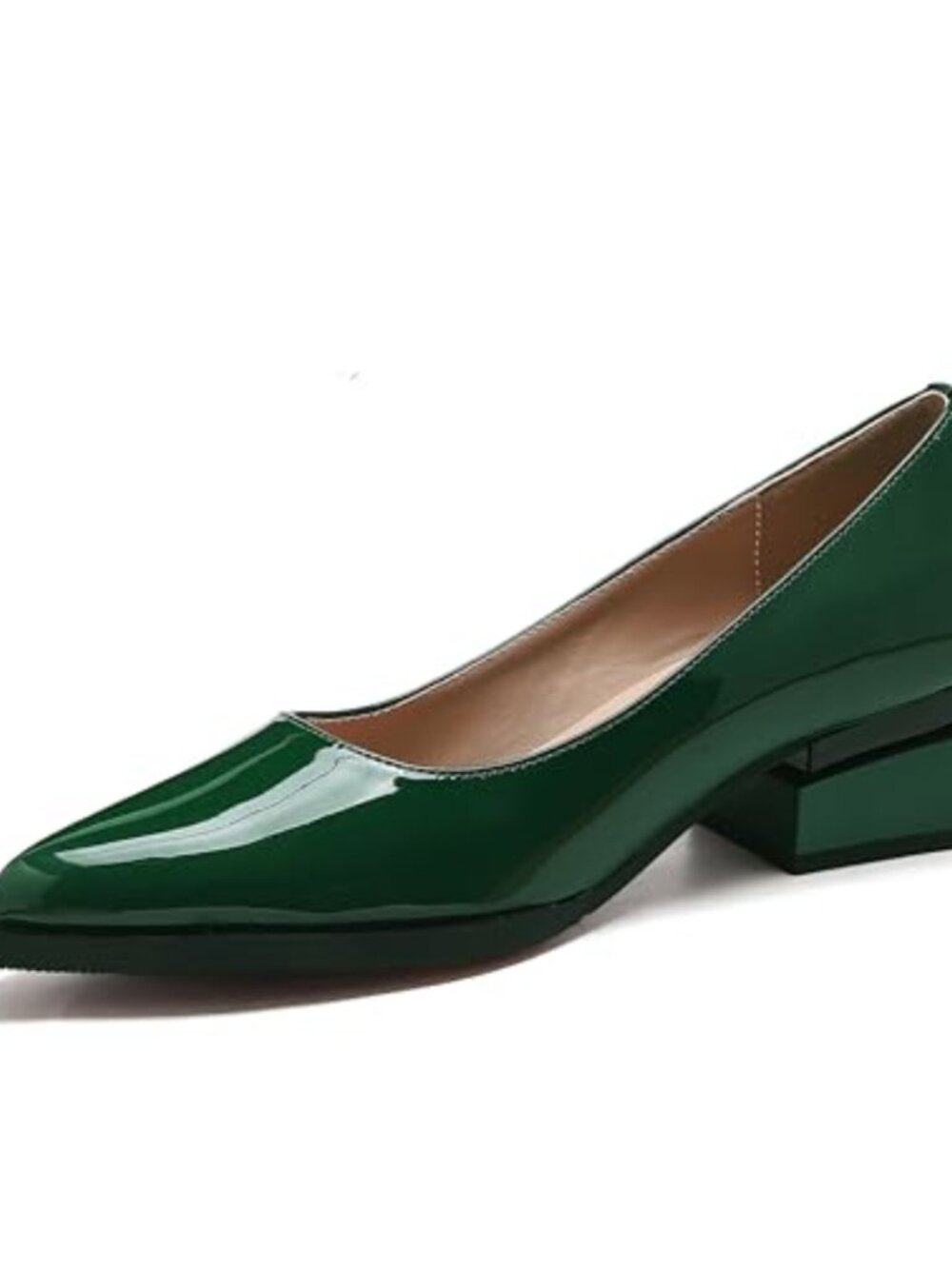 Womens Pointed Toe Chunky Block Heel Pumps Slingback 1.5in Dressy Flats